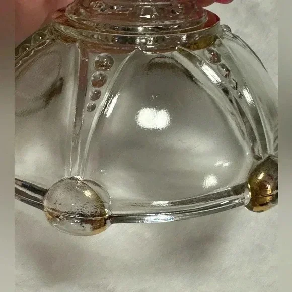 MCM Gold Trim Candleholder Candlestick Glass Beaded - Picture 3 of 9